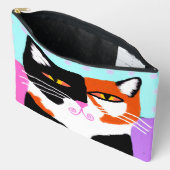 ファンキーな抽象芸術 三毛猫  アクセサリーポーチ (見開き)