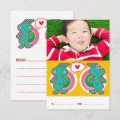 ファンキーな教室の子供たちのバレンタインデー 招待状 (正面/裏面)