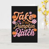 ファンキーな曲を聴きながらパンプキンパッチへ行こう 秋 落ち葉 カード (黄色い花)