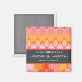 ファンキーな波| 03 *ピンクの黄橙色の|の保存の日付 マグネット (正面/裏面)