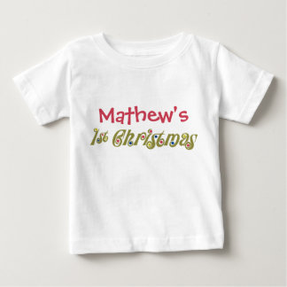 ファンキーな点の緑の第1クリスマスのワイシャツ ベビーTシャツ