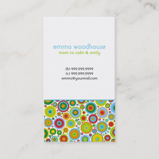 "ファンキーな点「はnお母さんの名刺を」縞で飾ります" コーリングカード (正面)