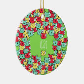 ファンキーな猫パターン セラミックオーナメント (右)