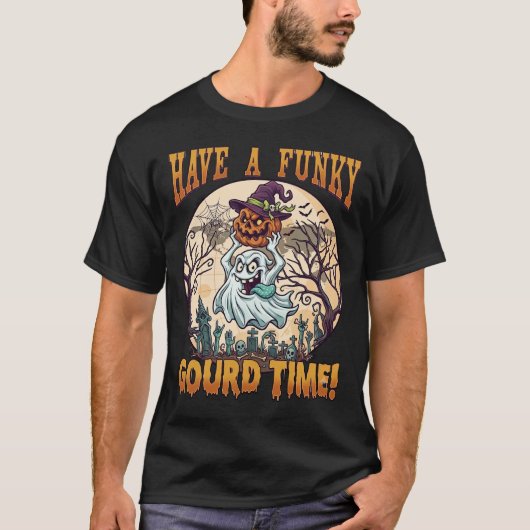 ファンキーな瓜の時を過ごすおばけのカボチャの墓場 Tシャツ (正面)