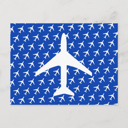 ファンキーな白い飛行機のパイロット 航空 飛行 ポストカード (正面)