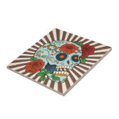 ファンキーな砂糖Skulls Dia de los Muertos タイル (側面)