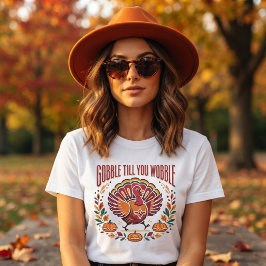 ファンキーな秋のキャラクターターキーが「グルグル踊ってよろけるまで」 Tシャツ