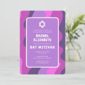 ファンキーな紫の波が輝くカスタム バー ミツバ 招待状 (スタンド正面)