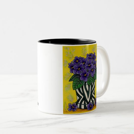 ファンキーな花のコーヒー・マグ ツートーンマグカップ (正面右)