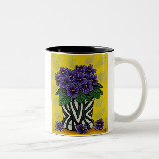 ファンキーな花のコーヒー・マグ ツートーンマグカップ (右)