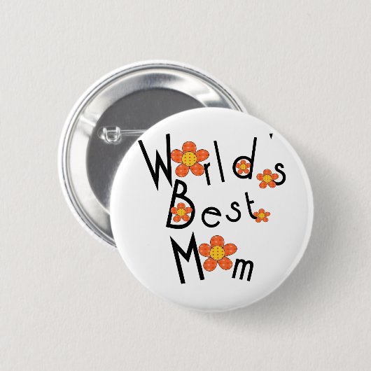 ファンキーな花の世界で最も最高のなお母さん 缶バッジ (正面&裏面)