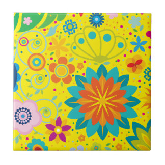 ファンキーな花柄 タイル