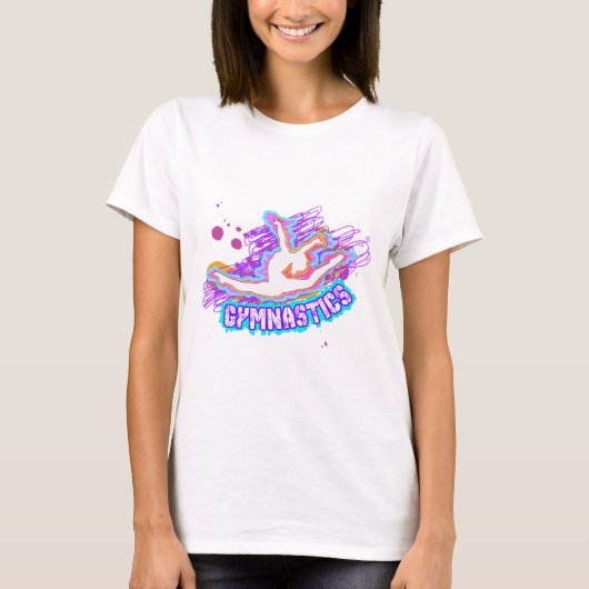 ファンキーな落書きの女の子の体操 Tシャツ (正面)