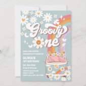 ファンキーな虹の1歳誕生日パーティーへの招待状 招待状 (正面)