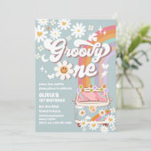 ファンキーな虹の1歳誕生日パーティーへの招待状 招待状 (スタンド正面)