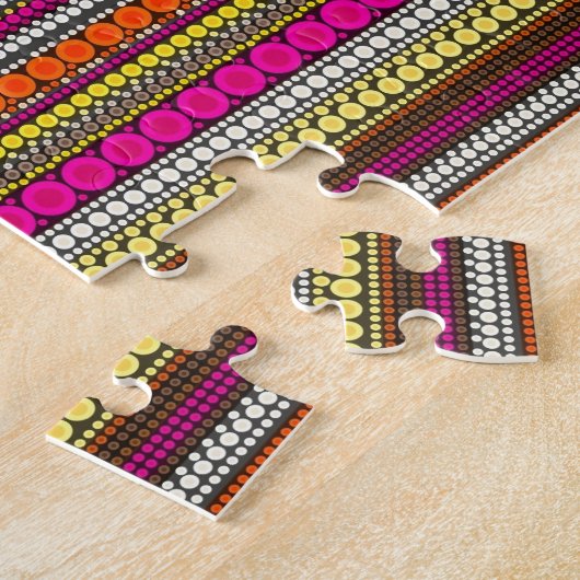 ファンキーな象の円のモザイクはとの縞で飾ります ジグソーパズル (側面)