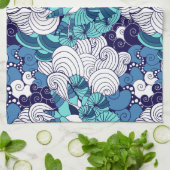 ファンキーな貝殻パターン キッチンタオル (折り畳み)