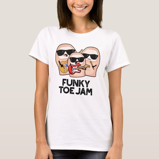 ファンキーな足の指のジャム 楽しい音楽のダジャレ Tシャツ (正面)