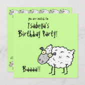 ファンキーな農場のヒツジ(誕生日)のパーティの招待状の羊の鳴き声 招待状 (正面/裏面)