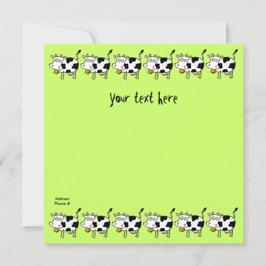ファンキーな農場牛(誕生日)パーティの招待状Moooo!! 招待状 (裏面)