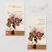 ファンキーな開花の毛の花のモダンな円のレトロの抽象芸術 名刺 (正面/裏面)