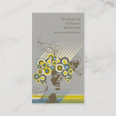 ファンキーな開花の毛の花のモダンな円のレトロの抽象芸術 名刺 (裏面)