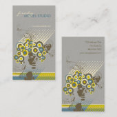 ファンキーな開花の毛の花のモダンな円のレトロの抽象芸術 名刺 (正面/裏面)