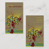 ファンキーな開花の毛の花のモダンな円のレトロの抽象芸術 名刺 (正面/裏面)