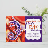 ファンキーな青紫色のオレンジ色のトカゲ ゲッコー 南西 招待状 (スタンド正面)