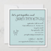 ファンキーな鳥の現代家族ペア 赤ちゃん男の子のシャワーパーティー 招待状 (裏面)