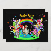 ファンキーな鶏のパーティの招待状 招待状 (正面/裏面)