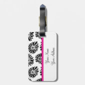 ファンキーな黒と白の花柄 ラゲッジタグ (裏面縦)