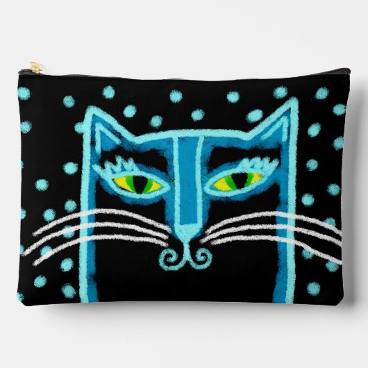 ファンキーな黒猫の抽象画 アクセサリーポーチ (正面)