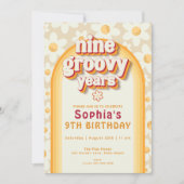 ファンキーな９年 Nine 歳の誕生日パーティー招待状｜レトロ 招待状 (正面)