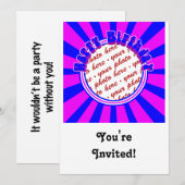 ファンキーな1970年代レトロバースデイ フォトフレーム 招待状 (正面/裏面)