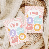 ファンキーな2歳の女の子 | 2歳のレトロスケーター誕生日 招待状