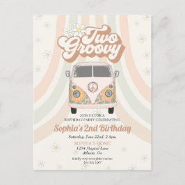 ファンキーな2歳の誕生日、70年代レトロテーマの招待状 ポストカード