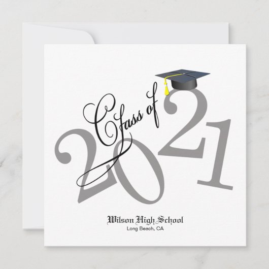 ファンキーな2021年卒業式招待状 招待状 (正面)