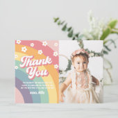 ファンキーな70年代 レインボーデイジー 誕生日お礼カード 招待状 (スタンド正面)