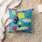 ファンキーな80sメンフィスのスタイルの抽象芸術の明るい色 クッション (ブランケット)