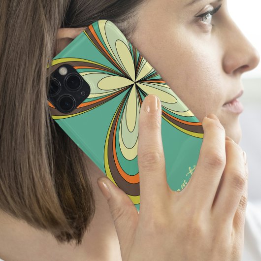 ファンキーな 60s 70s ヒッピー フラワー ターコイズ デイジー ネーム Case-Mate iPhoneケース