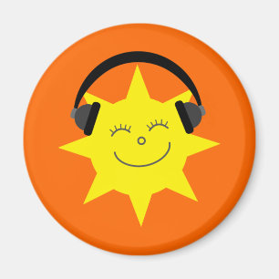 ファンキーなDJの微笑の太陽のオレンジの磁石 マグネット