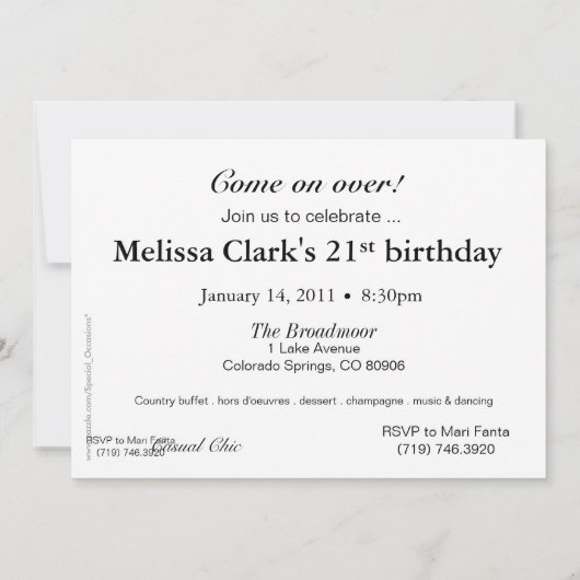 ファンキーはっきりした(ばちゃばちゃ)跳ねる誕生パーティー 招待状 (裏面)