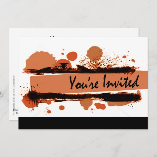 ファンキーはっきりした(ばちゃばちゃ)跳ねる誕生パーティー 招待状 (正面/裏面)