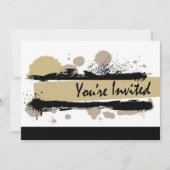 ファンキーはっきりした(ばちゃばちゃ)跳ねる誕生日パーティー(アクア) 招待状 (正面)