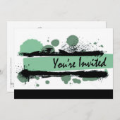 ファンキーはっきりした（ばちゃばちゃ）跳ねる誕生日パーティー（アクア） 招待状 (正面/裏面)