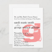 ファンキーアップビートモダンモノグラム結婚式招待状 インビテーションポストカード (正面/裏面)