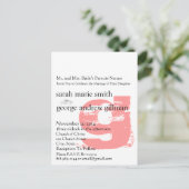 ファンキーアップビートモダンモノグラム結婚式招待状 インビテーションポストカード (スタンド正面)