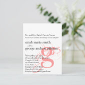 ファンキーアップビートモダンモノグラム結婚式招待状 インビテーションポストカード (スタンド正面)