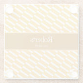 ファンキーイエローパターン ファミリー ネーム 年代 モダン ガラスコースター (裏面)